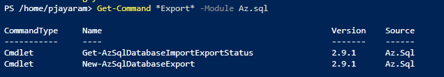 Validate the Export command existence