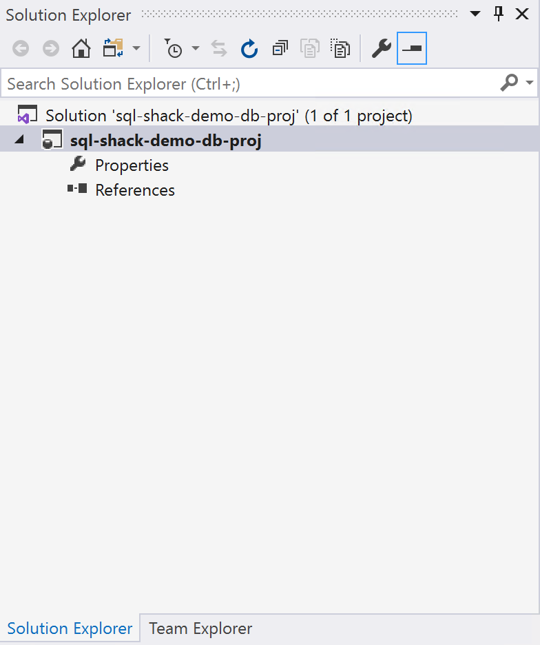 Visual Studio Solution Explorer pane