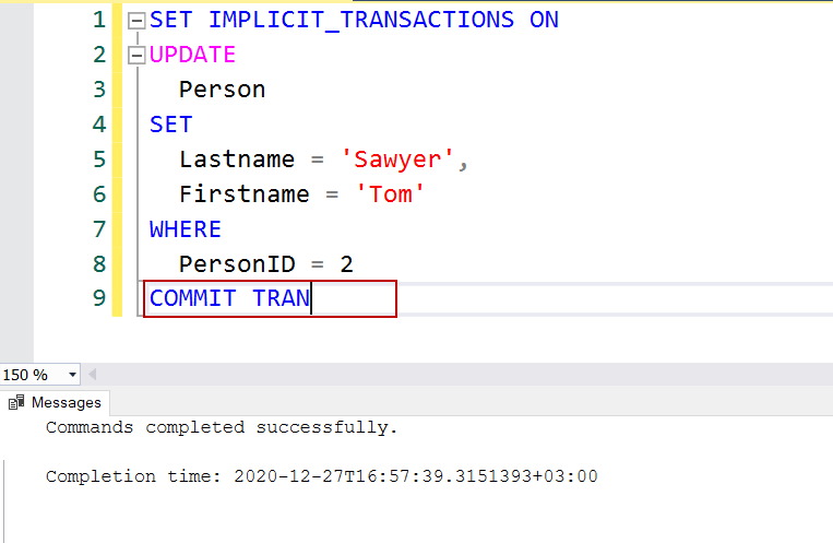 Implicit transaction in SQL Server