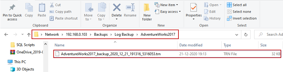 Log backup is generated