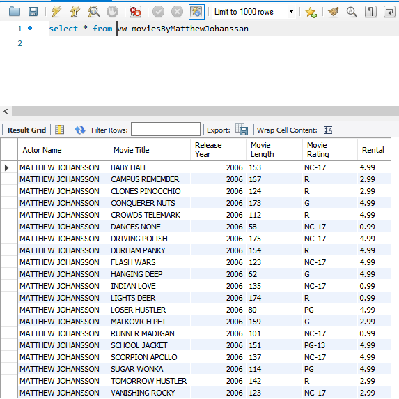 mysql workbench how to show how many rows in results
