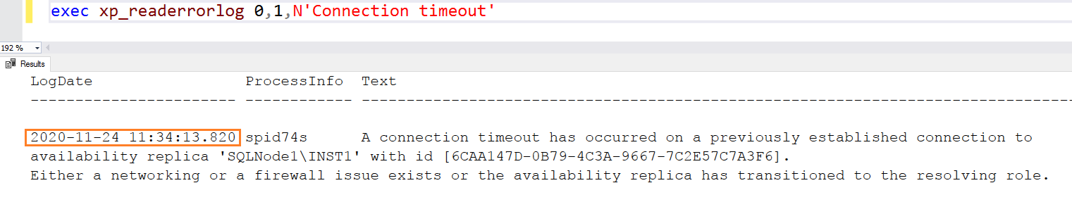 View SQL Server error log