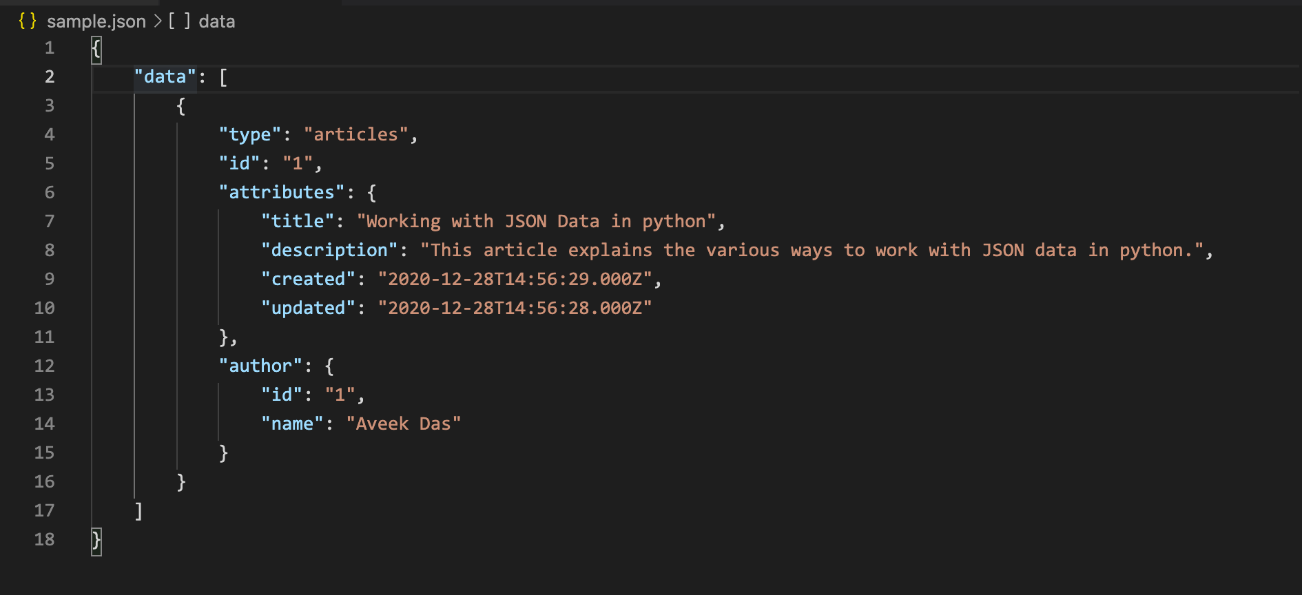 json data representation