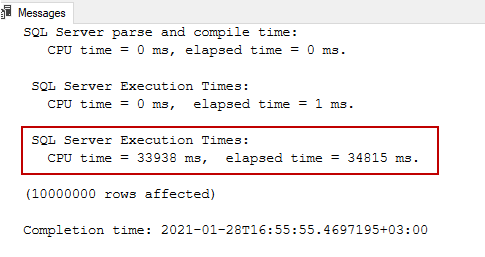 Analyzing time statistics of a query
