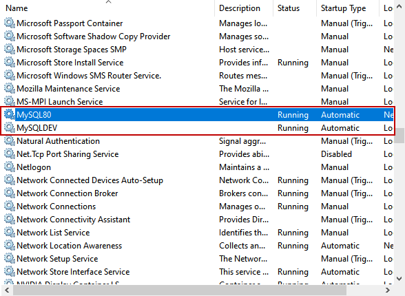 Both MYSQL services running