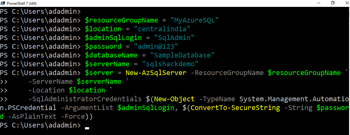 Create an Azure SQL Server