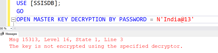 Error due to invalid password