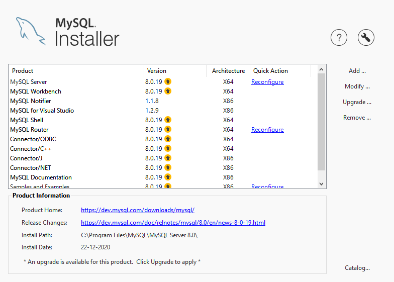 MySQL installer