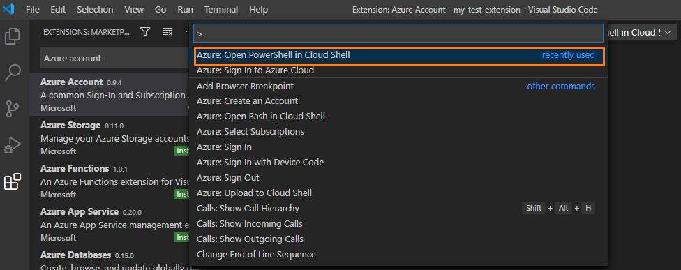 Open PowerShell in cloud shell