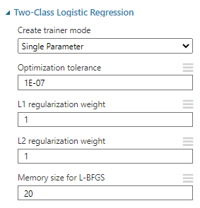 Parameters for Two-Class Logistic Regression