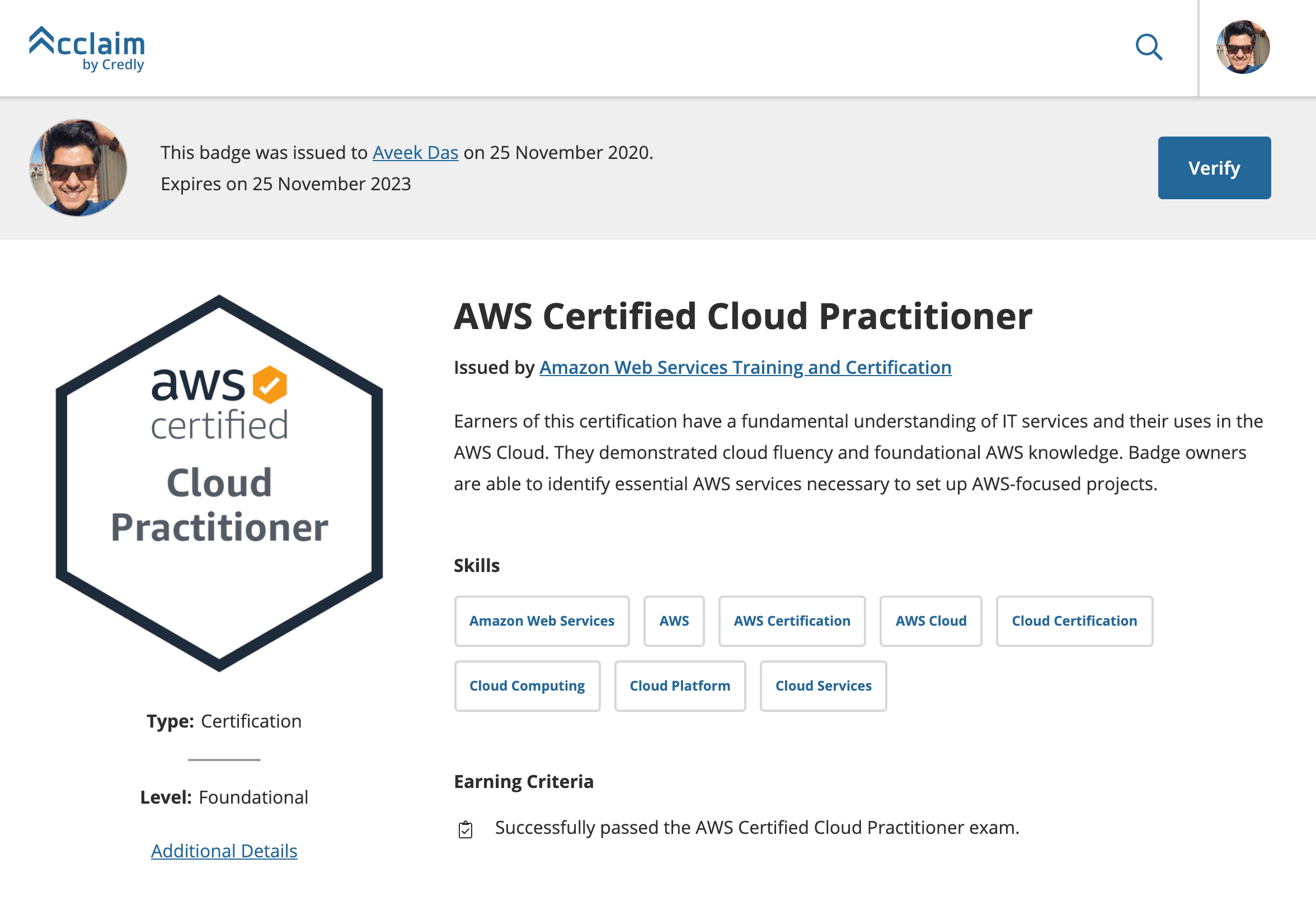 Passed the AWS Certified Cloud Practitioner Exam