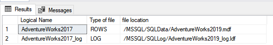 Physical Location of SQL database files