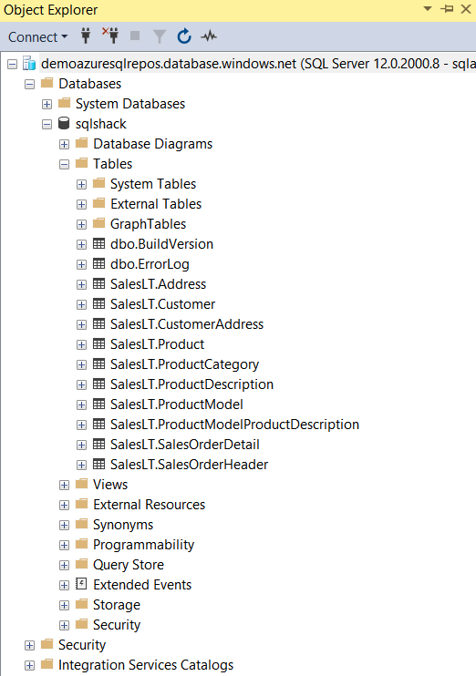 Sample Azure SQL database