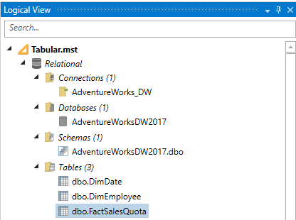 Tables and schemas added to the project