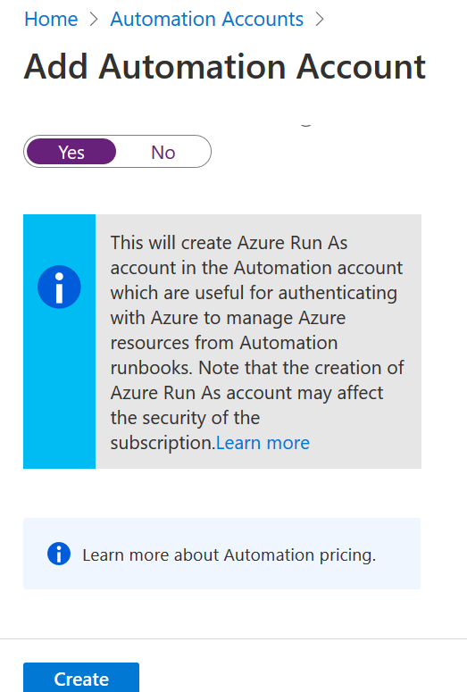 Azure Run As account 