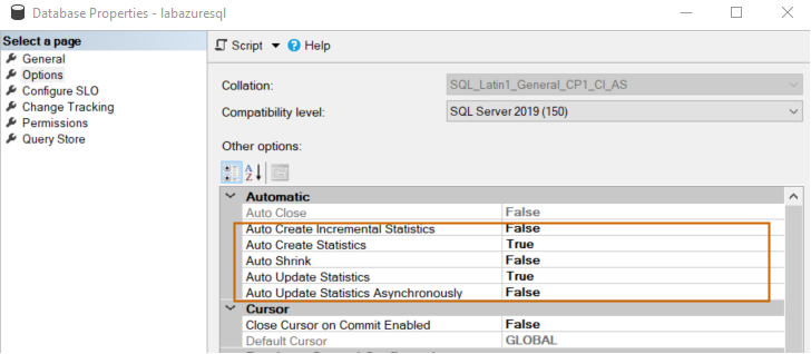 Azure SQL Database properties