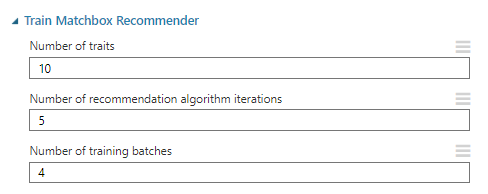 Configurations for the Train Matchbox Recommender 