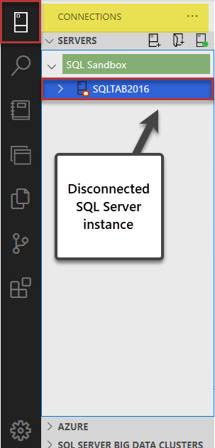 Connecting to the SQL instance which is currently disconnected