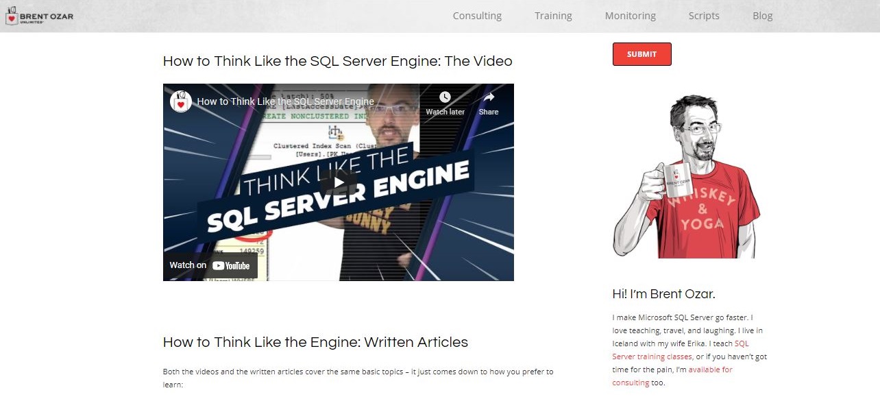 How to think like the SQL server engine web page