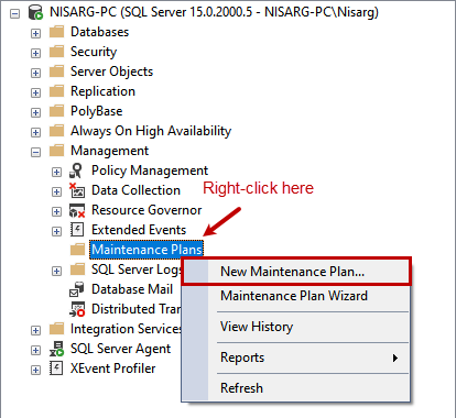 New maintenance plan to index maintenance of SQL database