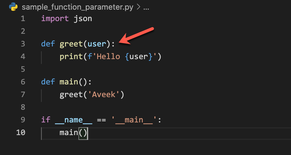 Passing the username as argument in the function - arguments in Python