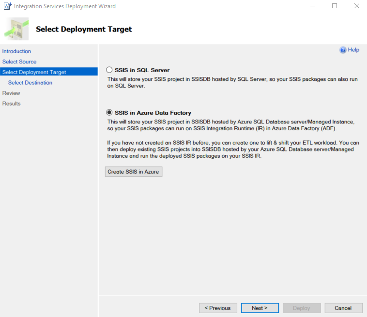 SSIS in Azure Data Factory