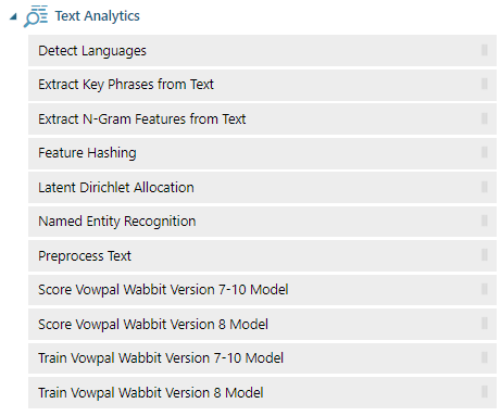 Text Analytics Options in Azure Machine Learning. 