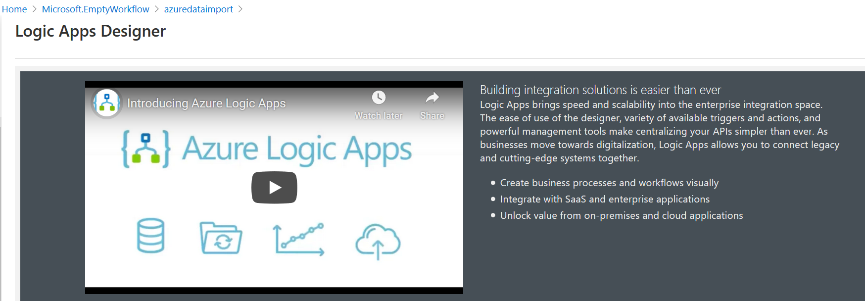 Azure Logic app designer