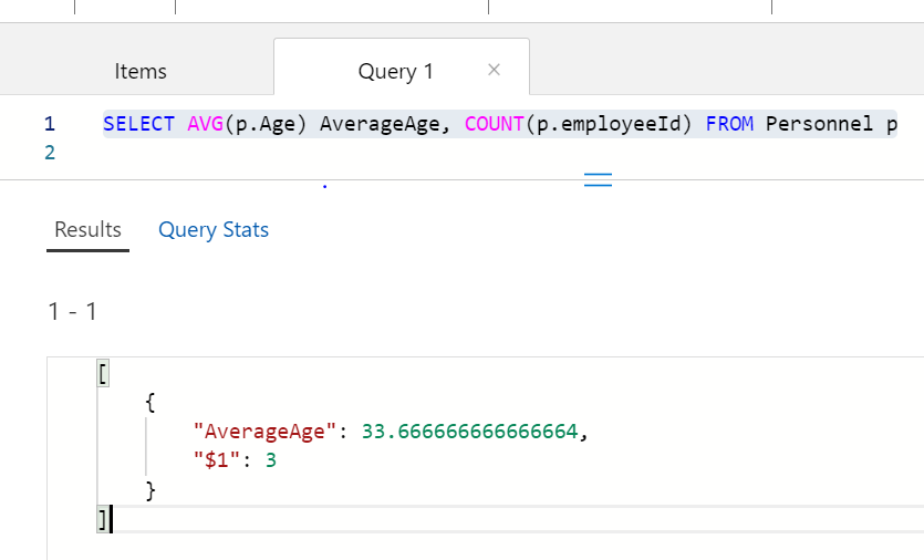 Querying Aggregate functions using the SQL API.