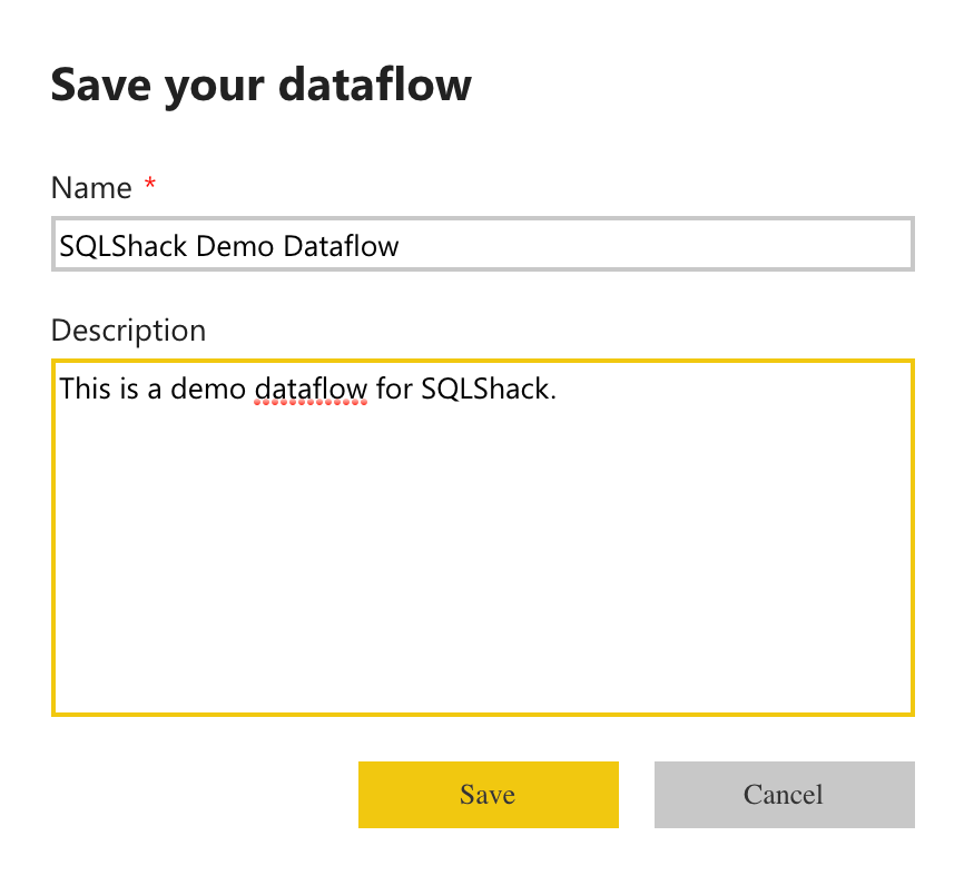 Saving the dataflow