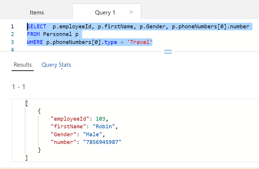 Working with arrays in JSON using the SQL API.