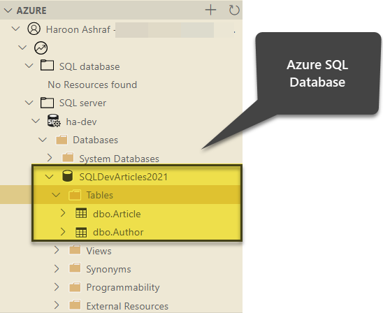 Checking migrated Azure SQL Database tables