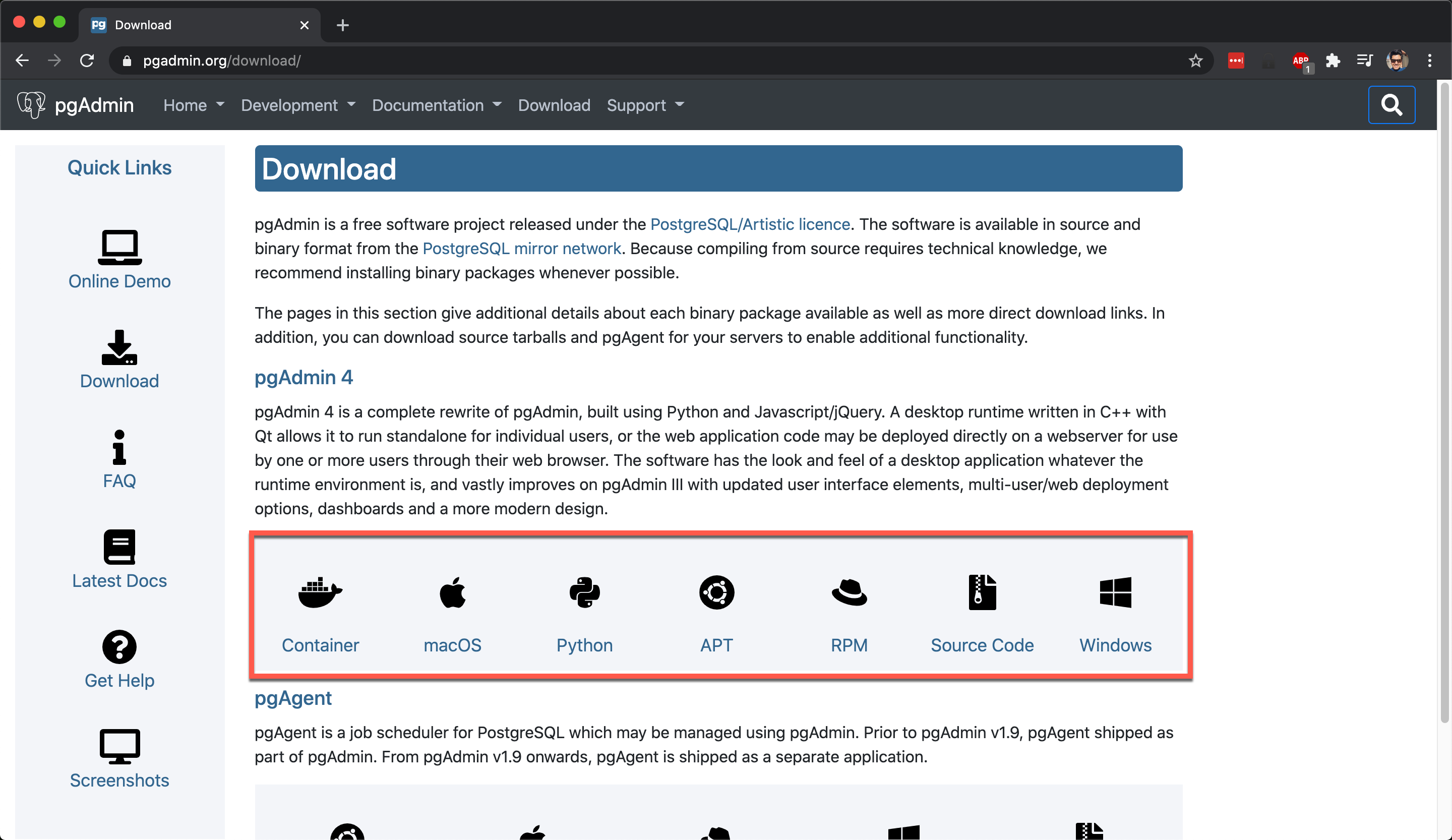 Downloading the postgres management tool - PGAdmin