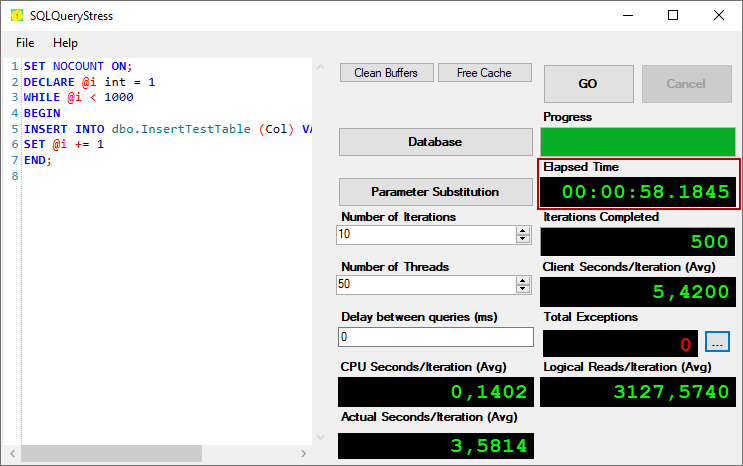 Use SQLStress to simulate a workload test