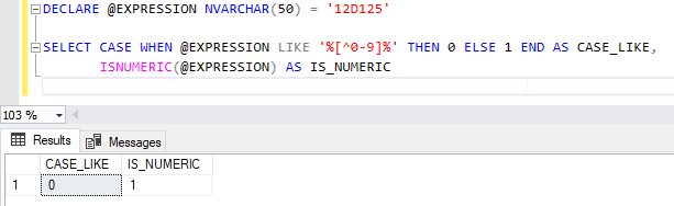 Comparing the CASE STatment with the SQL Server ISNUMERIC function