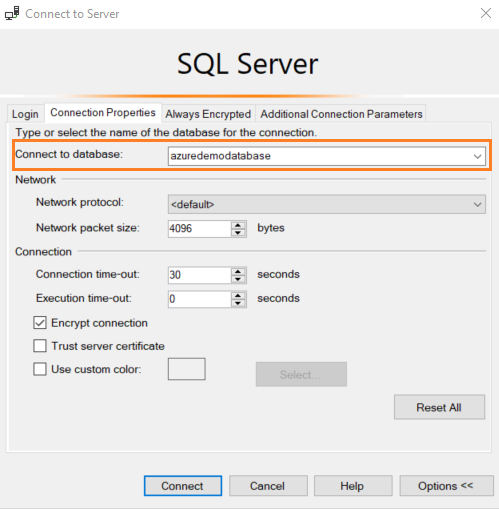 Connect to Azure SQL Database