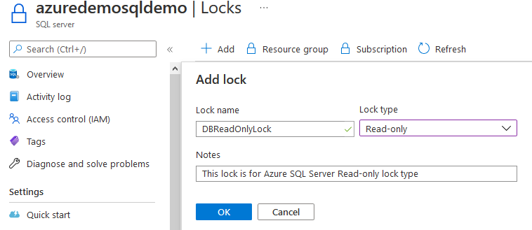 Create a new Read-only lock