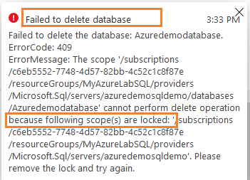 Failed to delete database