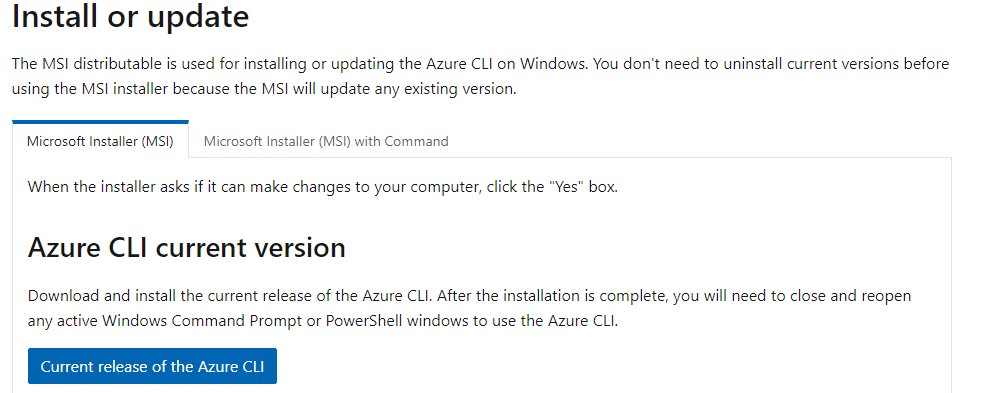 Azure CLI install