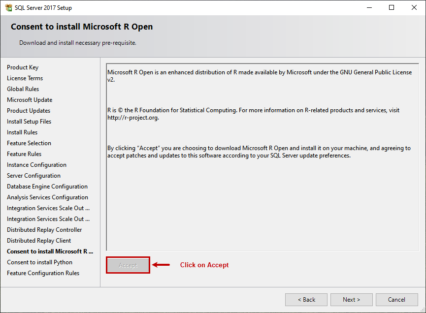Consent to install MS R language