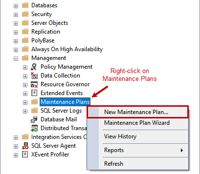 Create new maintenance plan for SQL Server dbcc checkdb