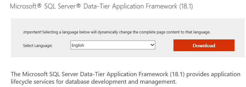 Download Microsoft SQL Server Data-Tier Application Framework 