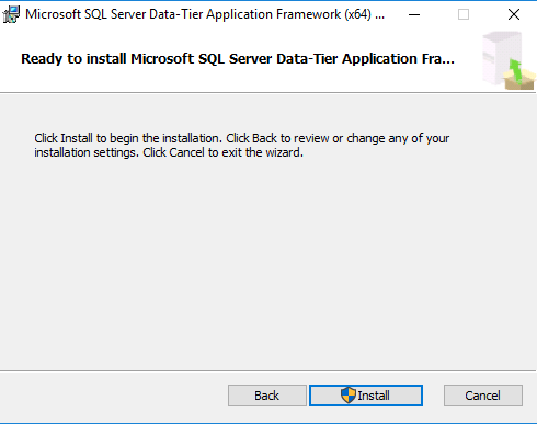 Message de progression de l'installation