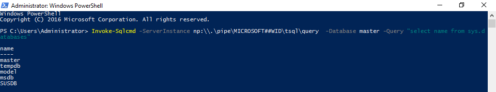 Powershell command to view databases