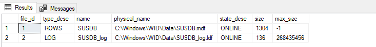 Query to view the databases