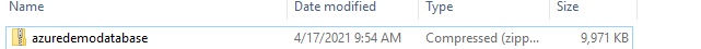 Renommez le.Fichier BACPAC à.ZIP