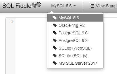 Selecting the SQL online compiler from the top menu
