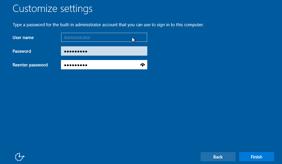 Specify Windows administrator credentials