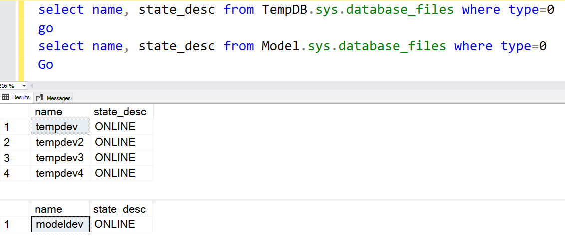 SQL Server TempDB data files and log files 