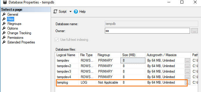 view log file auto-growth configuration